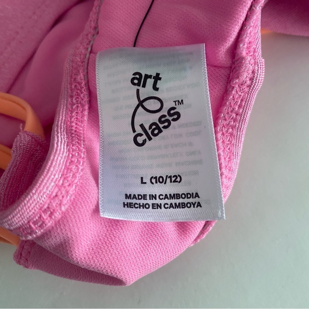 Girl’s 2 Piece Swimsuit Spaghetti Strap And Back Art Class Pink/Yellow Size L - Picture 5 of 8
